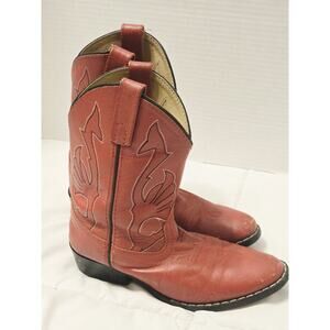 Vtg Masterson Boot Co. Red Cowboy Boot Kids Unisex 1.5 Holiday Festive Western